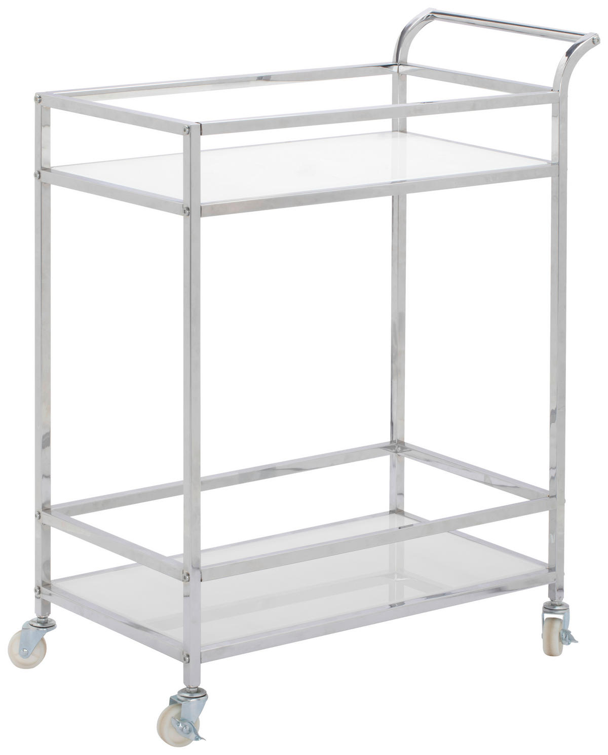 SERVIERWAGEN in Weiß, Chromfarben  - Chromfarben/Schwarz, MODERN, Glas/Kunststoff (60/80/35cm) - PBJ