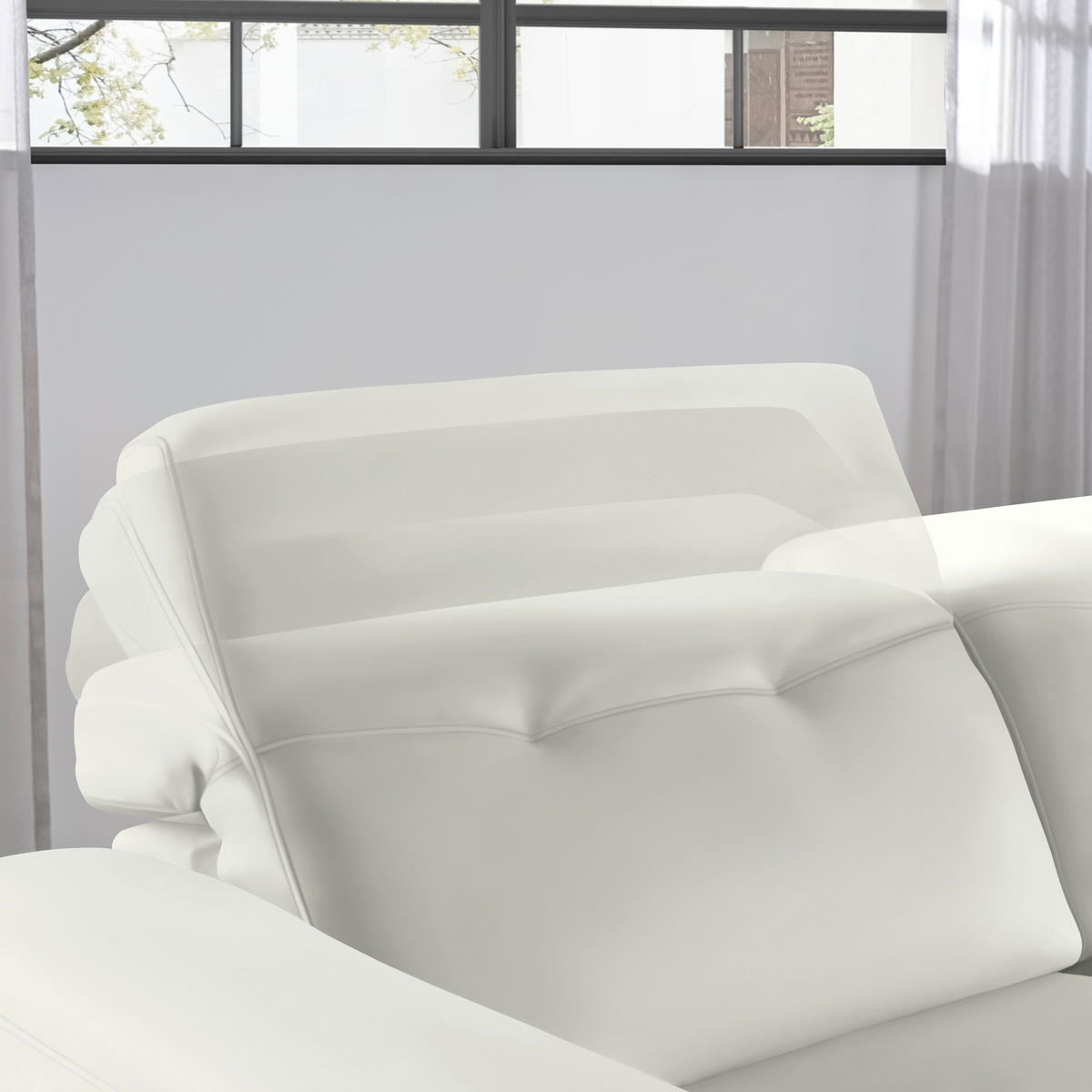 ECKSOFA in Echtleder Weiss  - Weiss/Eichefarben, Design, Leder/Holz (305/163cm) - Novel