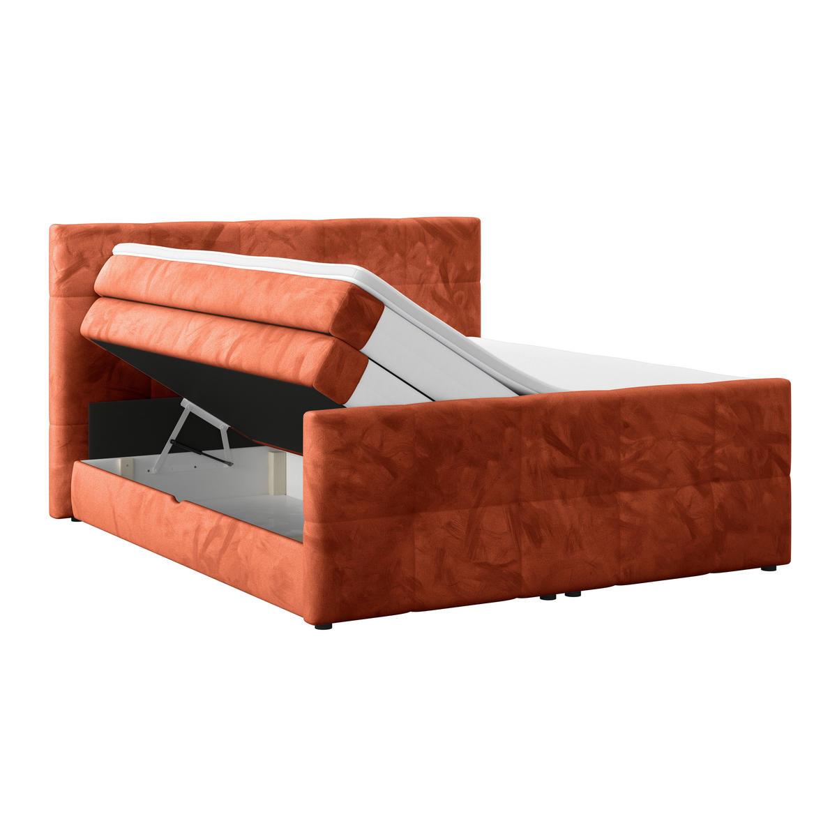 BOXSPRINGBETT 180/200 cm,  in Rostfarben, gepolstertes Kopfteil, Bettkasten, Topper, Matratzen, H4 + H4 = sehr fest  - Rostfarben, KONVENTIONELL, Holz/Holzwerkstoff (180/200cm) - Luca Bessoni