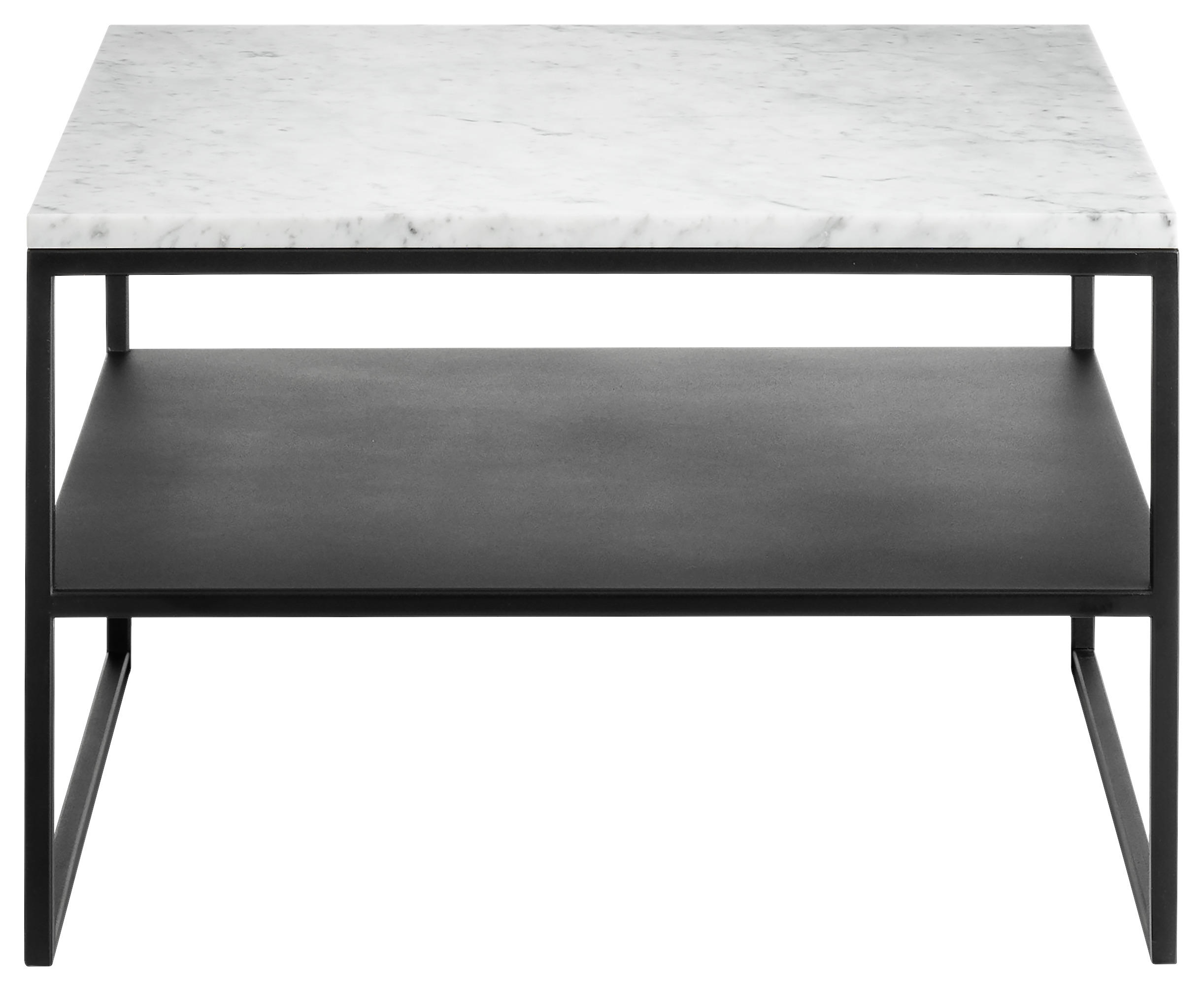 COUCHTISCH 65/65/41 cm quadratisch Weiß  - Schwarz/Weiß, Design, Stein/Metall (65/65/41cm) - Johann Jakob