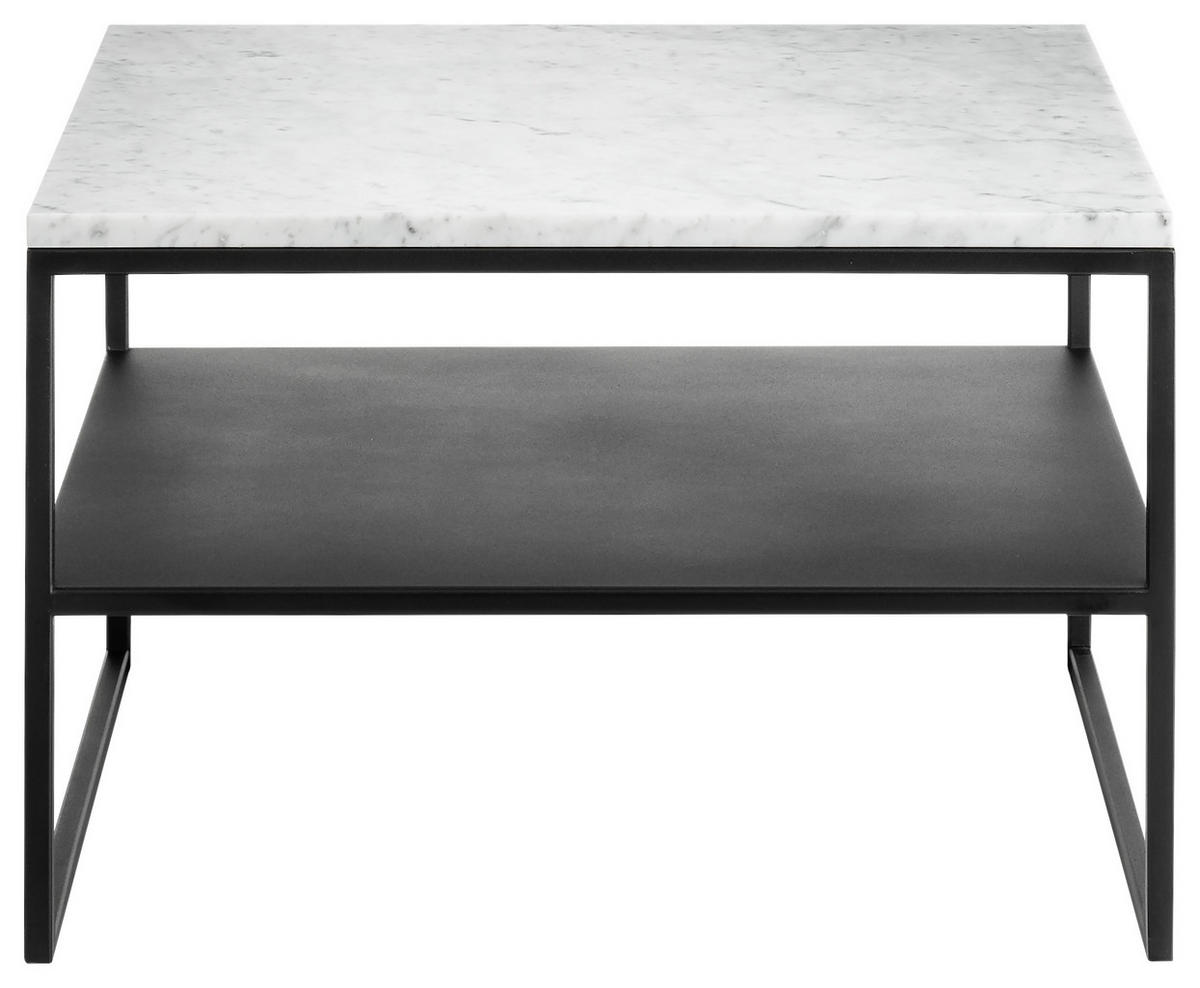 COUCHTISCH in Metall, Stein 65/65/41 cm  - Schwarz/Weiß, Design, Stein/Metall (65/65/41cm) - Johann Jakob