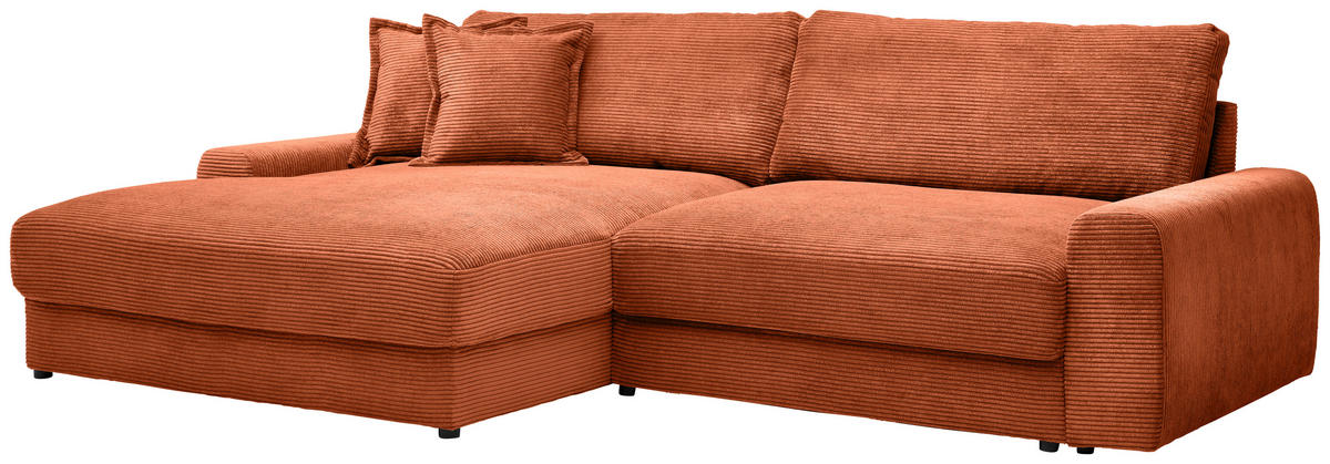 ECKSOFA Terracotta Cord  - Terracotta/Schwarz, MODERN, Kunststoff/Textil (180/300cm) - Carryhome
