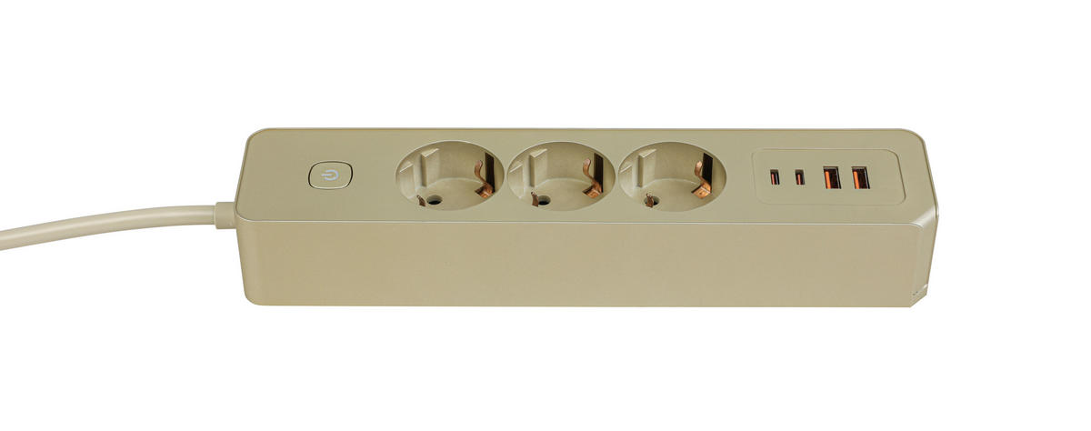 STECKDOSENLEISTE - Goldfarben, Basics, Kunststoff/Metall (24/5,5/4cm) - Mican