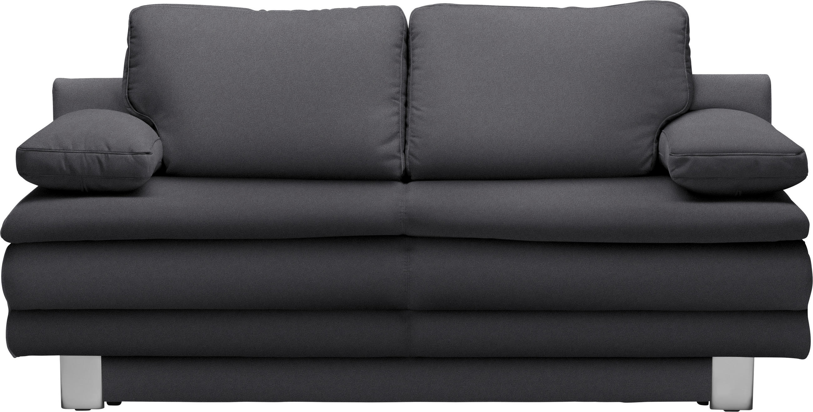 SCHLAFSOFA Flachgewebe Dunkelgrau  - Chromfarben/Dunkelgrau, Design, Textil/Metall (194/96/86cm) - Novel
