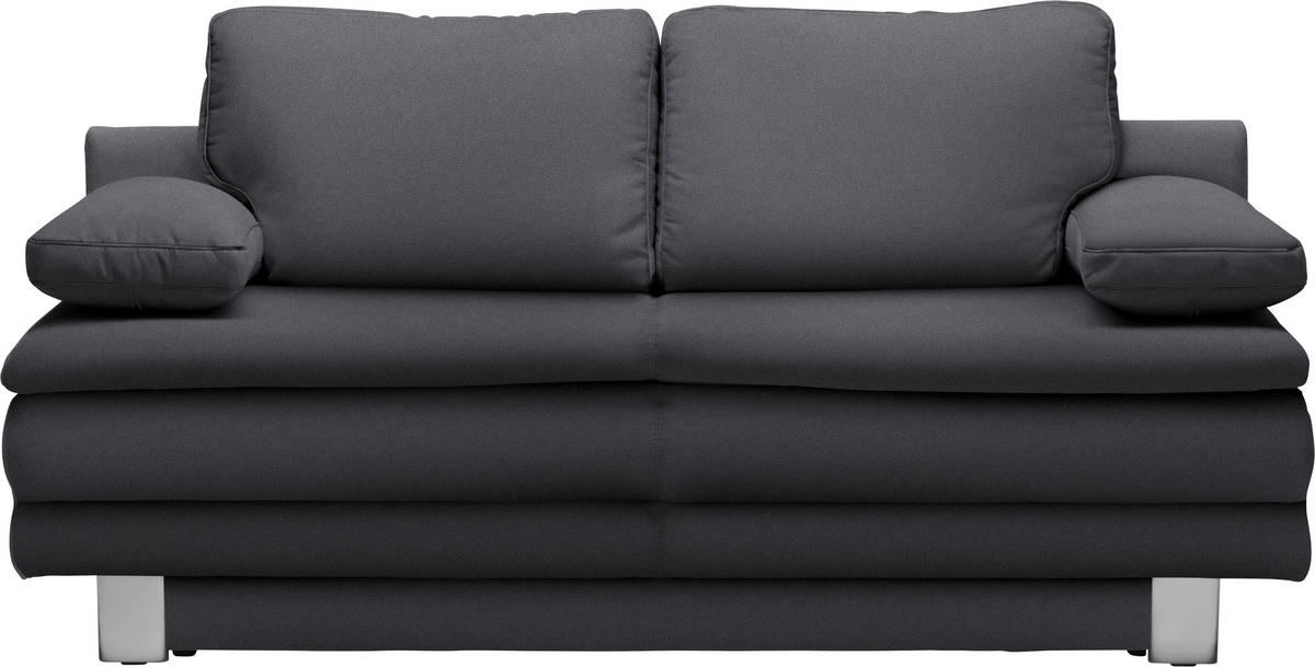 SCHLAFSOFA  mit Fußauswahl, Stoffauswahl Flachgewebe Dunkelgrau  - Chromfarben/Dunkelgrau, Design, Textil/Metall (194/96/86cm) - Novel