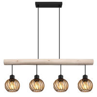 HÄNGELEUCHTE 82/13/120 cm   - Schwarz/Naturfarben, Natur, Glas/Holz (82/13/120cm) - Globo