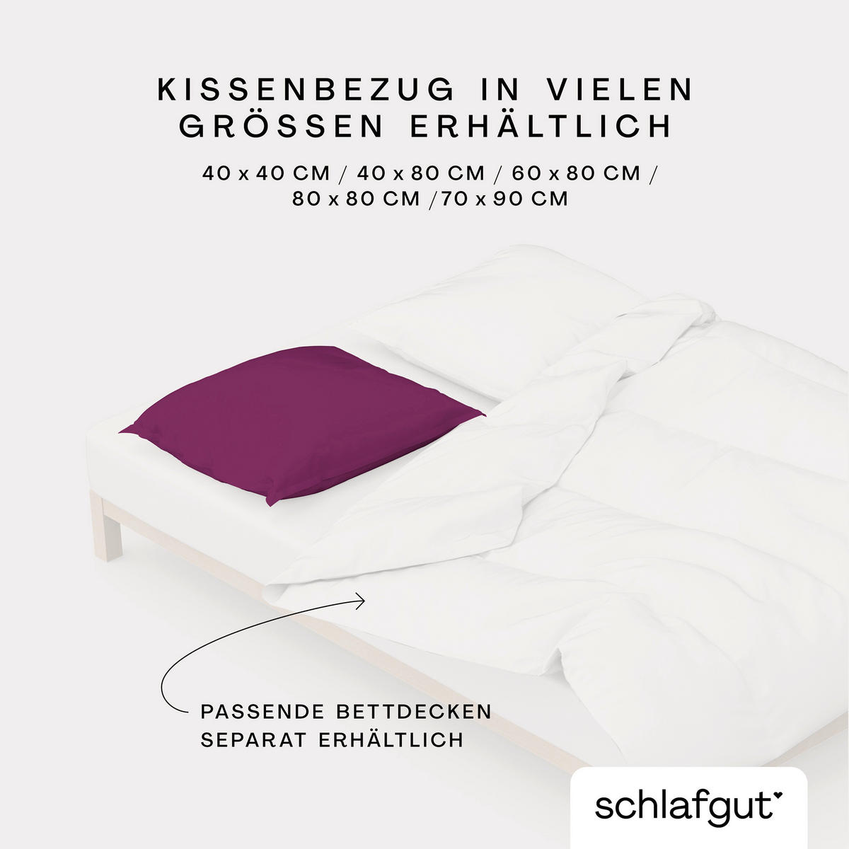 KOPFKISSENBEZUG WOVEN SATIN 40/80 cm  - Violett, Basics, Textil (40/80cm) - Schlafgut