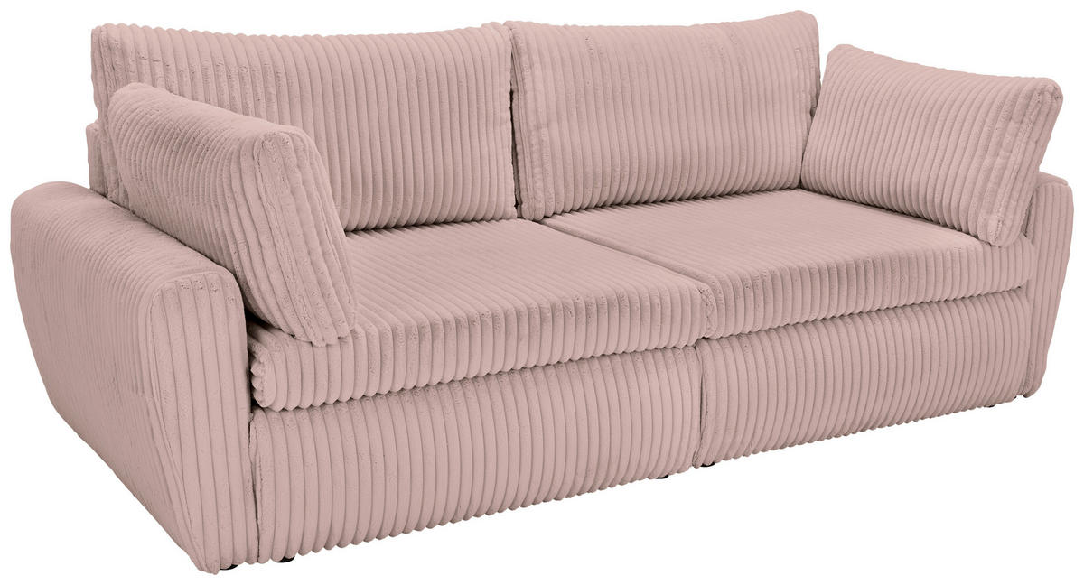 BÄDDSOFFA i manchester, plysch rosa  - svart/rosa, Modern, textil/plast (240/90/120cm) - MID.YOU