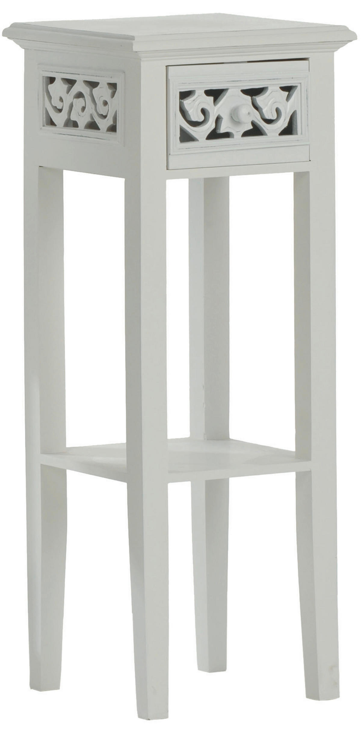 BEISTELLTISCH Paulownia massiv Weiß quadratisch  - Weiß, Basics, Holz (25/66/25cm)