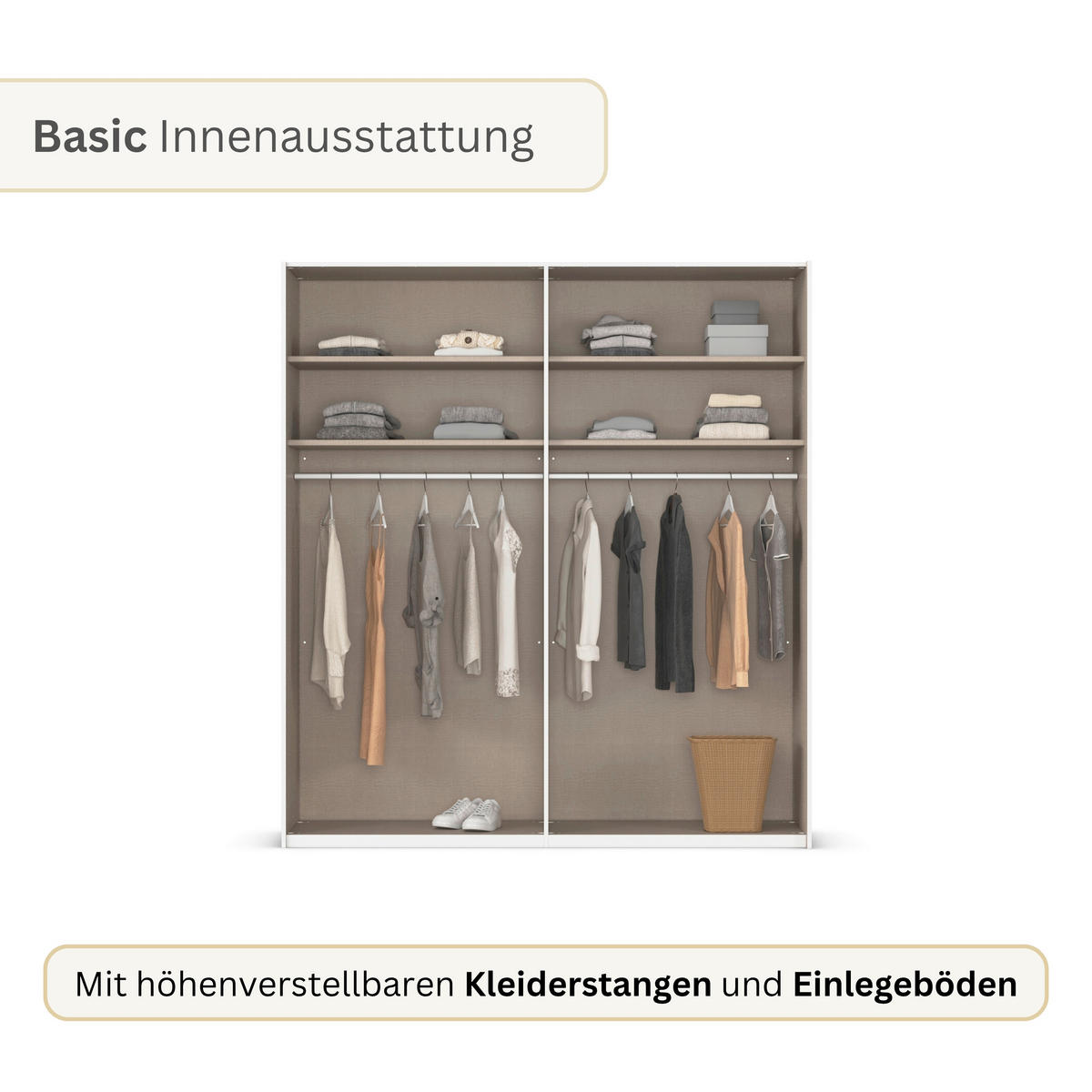 SCHWEBETÜRENSCHRANK 201/223/69 cm,  in Fango, 2 Tür(en)  - Fango, Basics, Holzwerkstoff/Metall (201/223/69cm) - Rauch Möbel