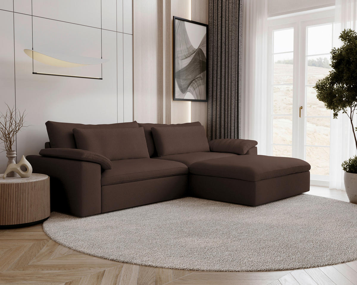 ECKSOFA  Chenille Braun  - Schwarz/Braun, Modern, Kunststoff/Textil (306/198cm) - Carryhome