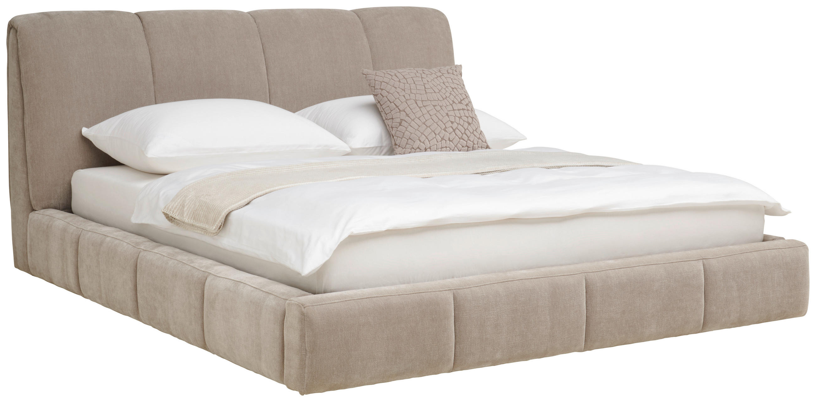 POLSTERBETT Lattenrost 180/200 cm  in Beige  - Beige/Schwarz, MODERN, Holz/Kunststoff (180/200cm) - Livetastic