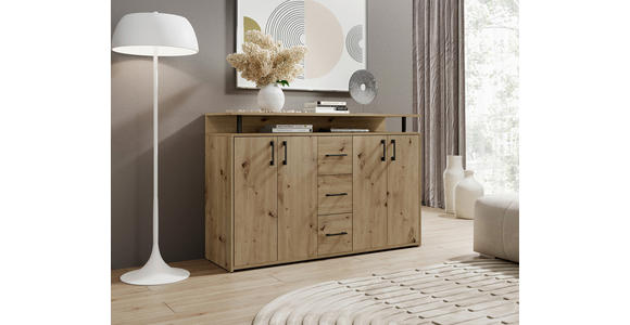 SIDEBOARD 139/90/34 cm  in Eiche Artisan  - Eiche Artisan, KONVENTIONELL, Holzwerkstoff/Kunststoff (139/90/34cm) - Carryhome