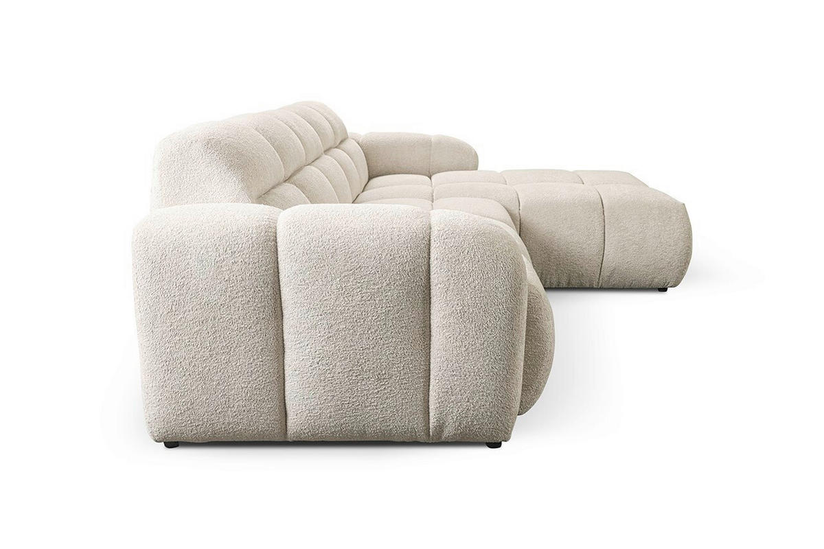 ECKSOFA VENTO in Bouclé Creme  255/175 cm  - Creme/Schwarz, Design, Kunststoff/Textil (255/175cm) - MID.YOU