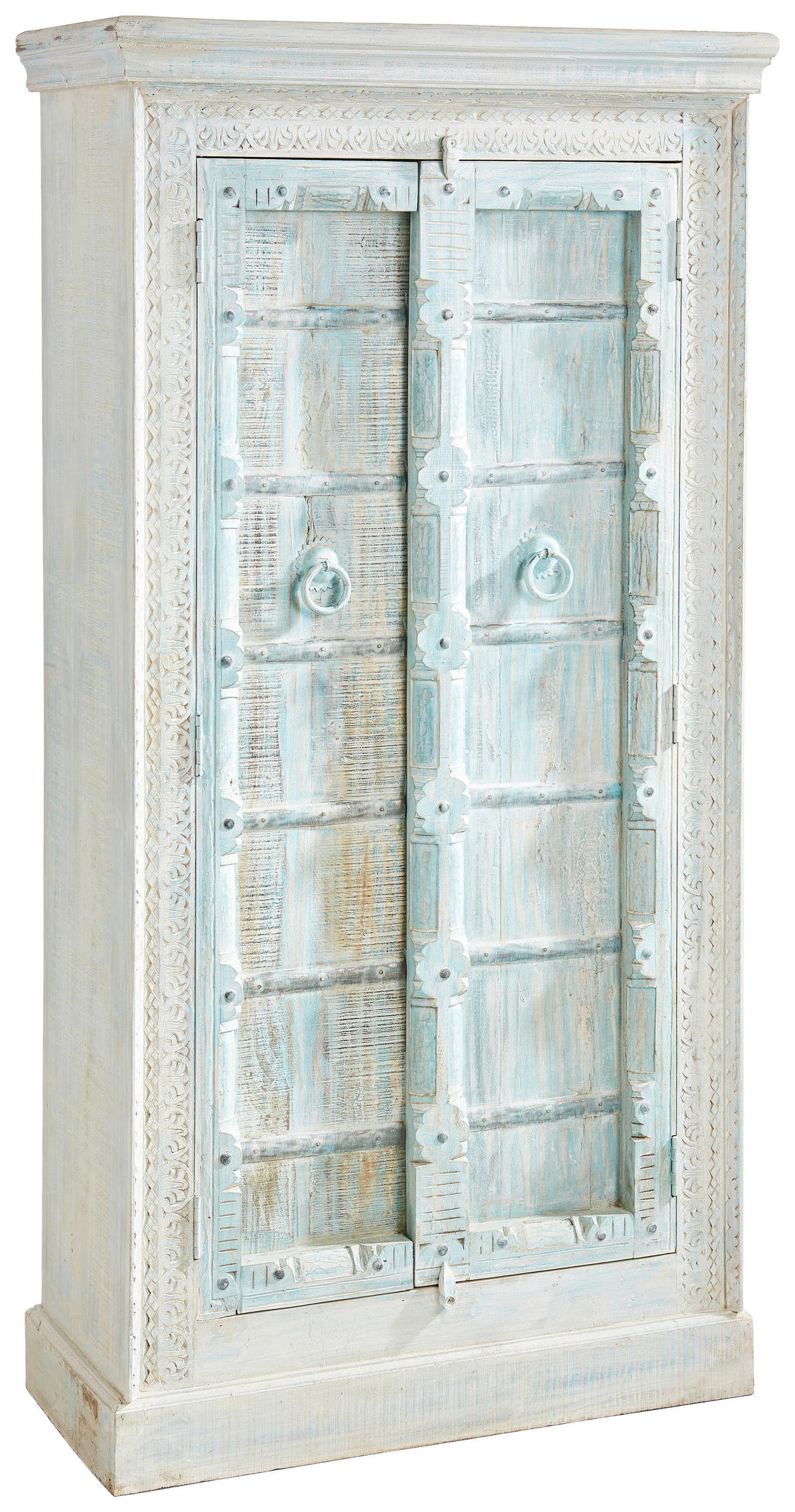 MEHRZWECKSCHRANK 90-95/180-185/43 cm  in Naturfarben, Türkis  - Türkis/Creme, LIFESTYLE, Holz/Metall (90-95/180-185/43cm) - Landscape