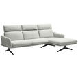 ECKSOFA in Flachgewebe Weiß  259/152 cm  - Schwarz/Weiß, Design, Textil/Metall (259/152cm) - Dieter Knoll