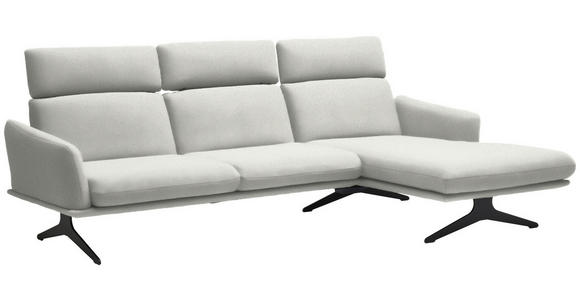 ECKSOFA in Flachgewebe Weiß 259/152 cm - Schwarz/Weiß, Design, Textil/Metall (259/152cm) - Dieter Knoll
