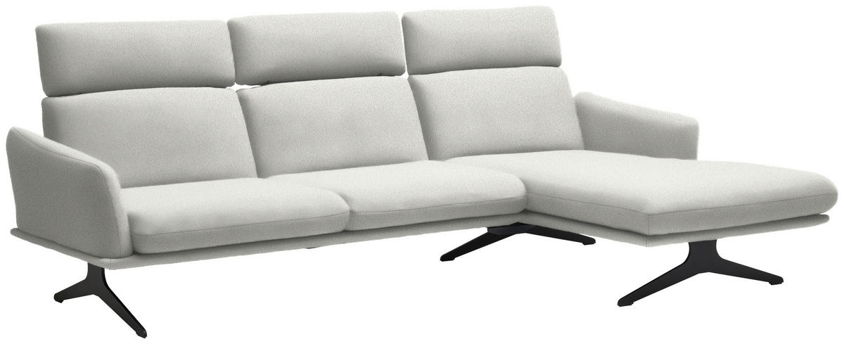 ECKSOFA in Flachgewebe Weiss  - Weiss/Schwarz, Design, Textil/Metall (259/152cm) - Dieter Knoll