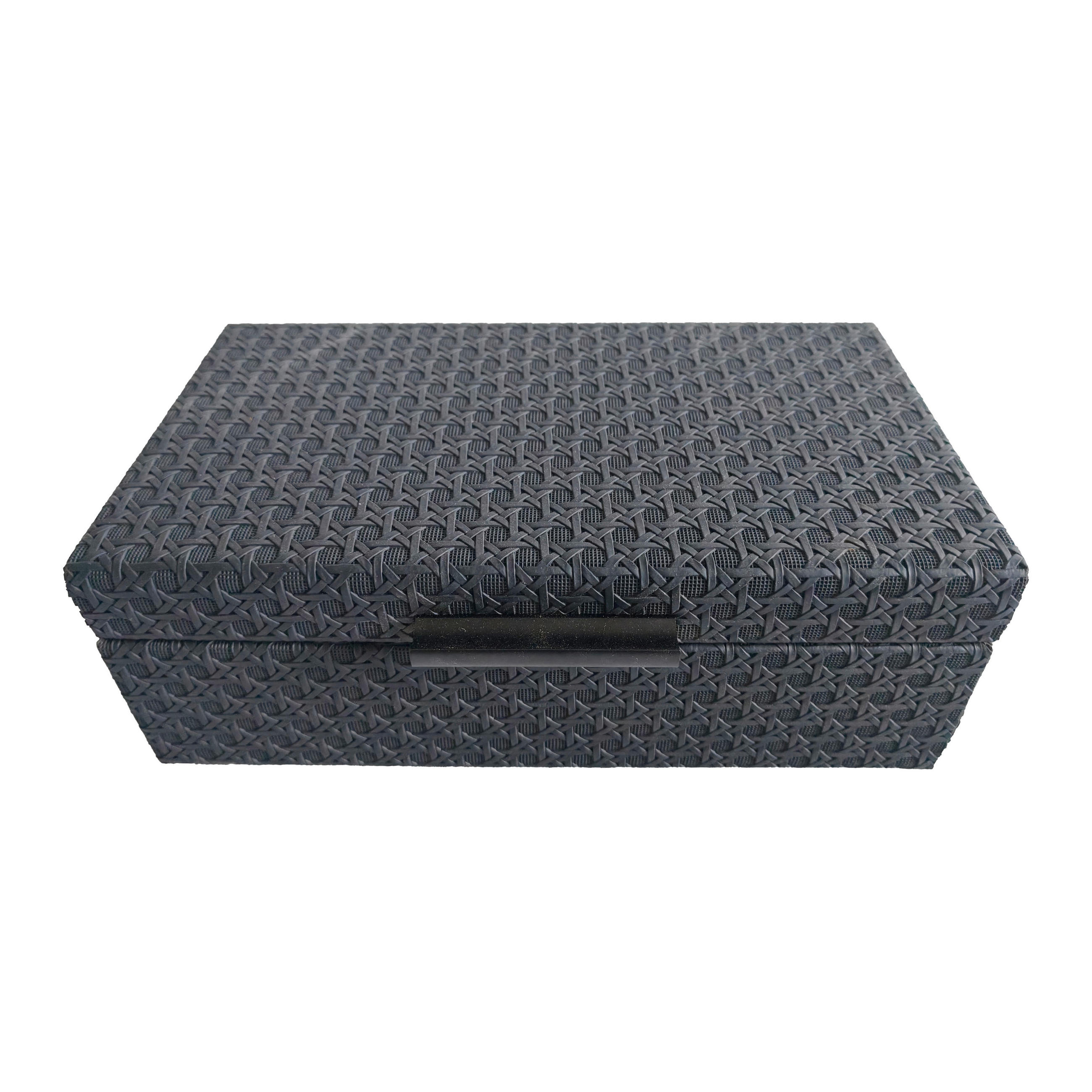 DEKORATIVNA ŠKATLA - črna, Design, leseni material/usnje (29/16/9,5cm) - Ambia Home