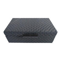 DEKORATIV LÅDA 29/16/9,5 cm   - svart, Design, läder/trämaterial (29/16/9,5cm) - Ambia Home