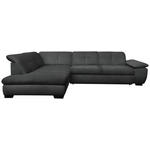 ECKSOFA Dunkelgrau Flachgewebe  - Dunkelgrau/Schwarz, Design, Textil/Metall (242/313cm) - Xora