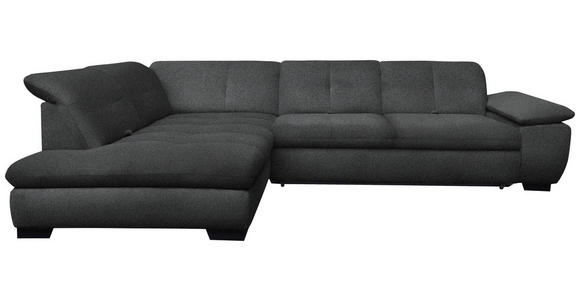 ECKSOFA Dunkelgrau Flachgewebe  - Dunkelgrau/Schwarz, Design, Textil/Metall (242/313cm) - Xora