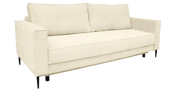 SCHLAFSOFA  mit Liegefunktion, Rücken echt, haustierfreundlicher Bezug Cord Creme  - Creme/Schwarz, KONVENTIONELL, Textil/Metall (222/93/98cm) - Carryhome