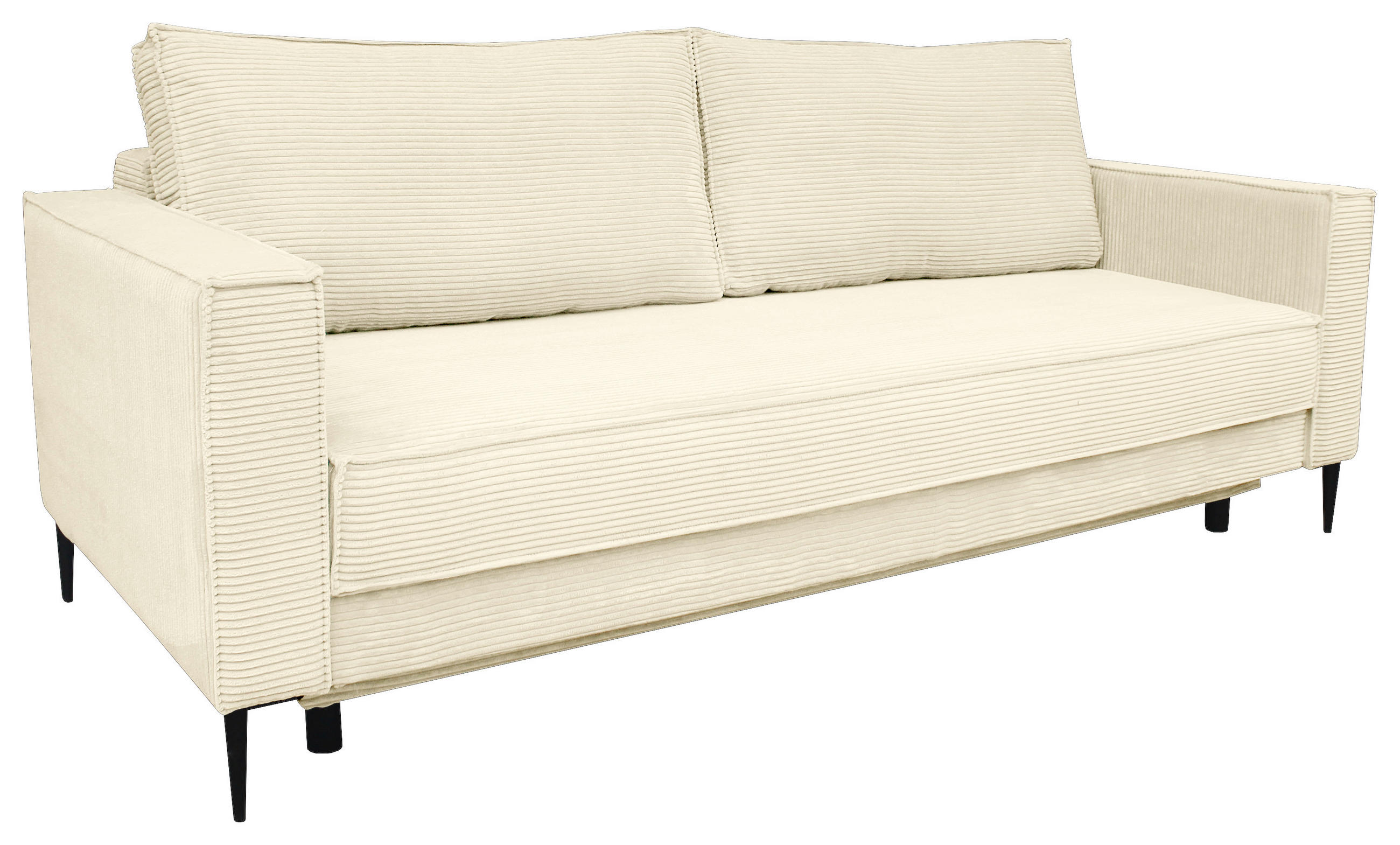 SCHLAFSOFA Cord Creme  - Creme/Schwarz, KONVENTIONELL, Textil/Metall (222/93/98cm) - Carryhome