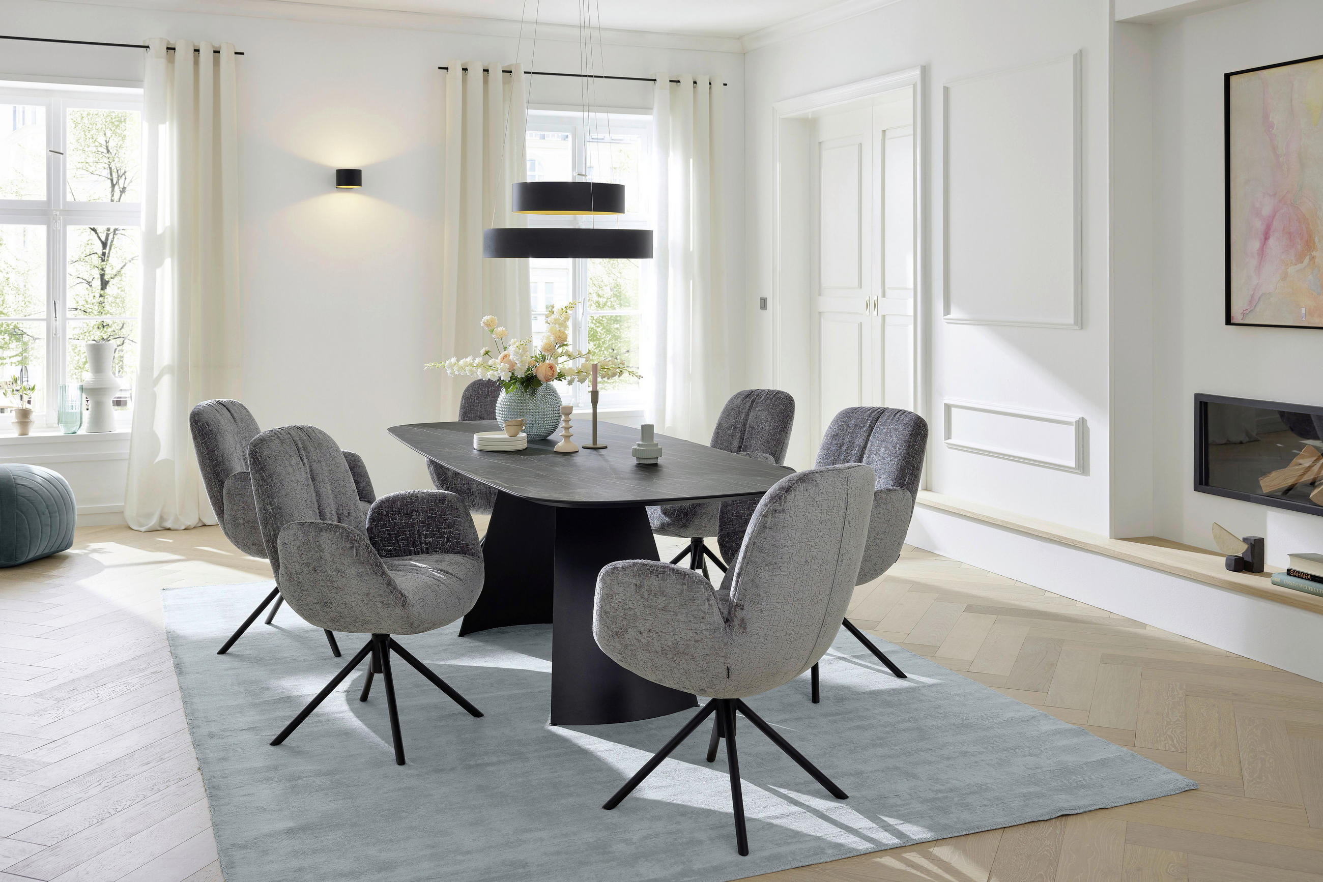 ESSTISCH - Goldbraun/Schwarz, Design, Keramik/Metall (220/100/76cm) - Musterring