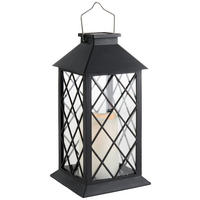 LED-LATERNE - Klar/Schwarz, LIFESTYLE, Glas/Kunststoff (14/32/14cm) - X-Mas