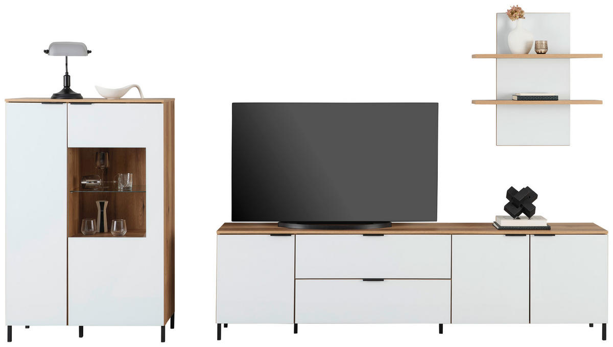 Wandboard Austin 75 cm - barve hrasta/bela, Trend, steklo/leseni material (75/81/22cm)