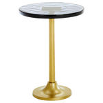 BEISTELLTISCH 37,5/37,5/49 cm Grau, Messingfarben rund  - Messingfarben/Grau, Design, Glas/Metall (37,5/37,5/49cm) - Ambia Home