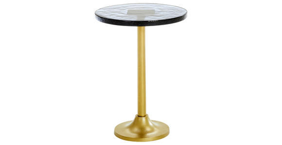 BEISTELLTISCH 37,5/37,5/49 cm Grau, Messingfarben rund  - Messingfarben/Grau, Design, Glas/Metall (37,5/37,5/49cm) - Ambia Home
