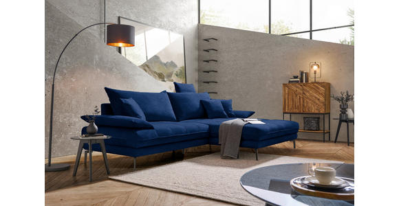 ECKSOFA in Mikrofaser Dunkelblau  - Schwarz/Dunkelblau, MODERN, Textil/Metall (297/173cm) - Carryhome