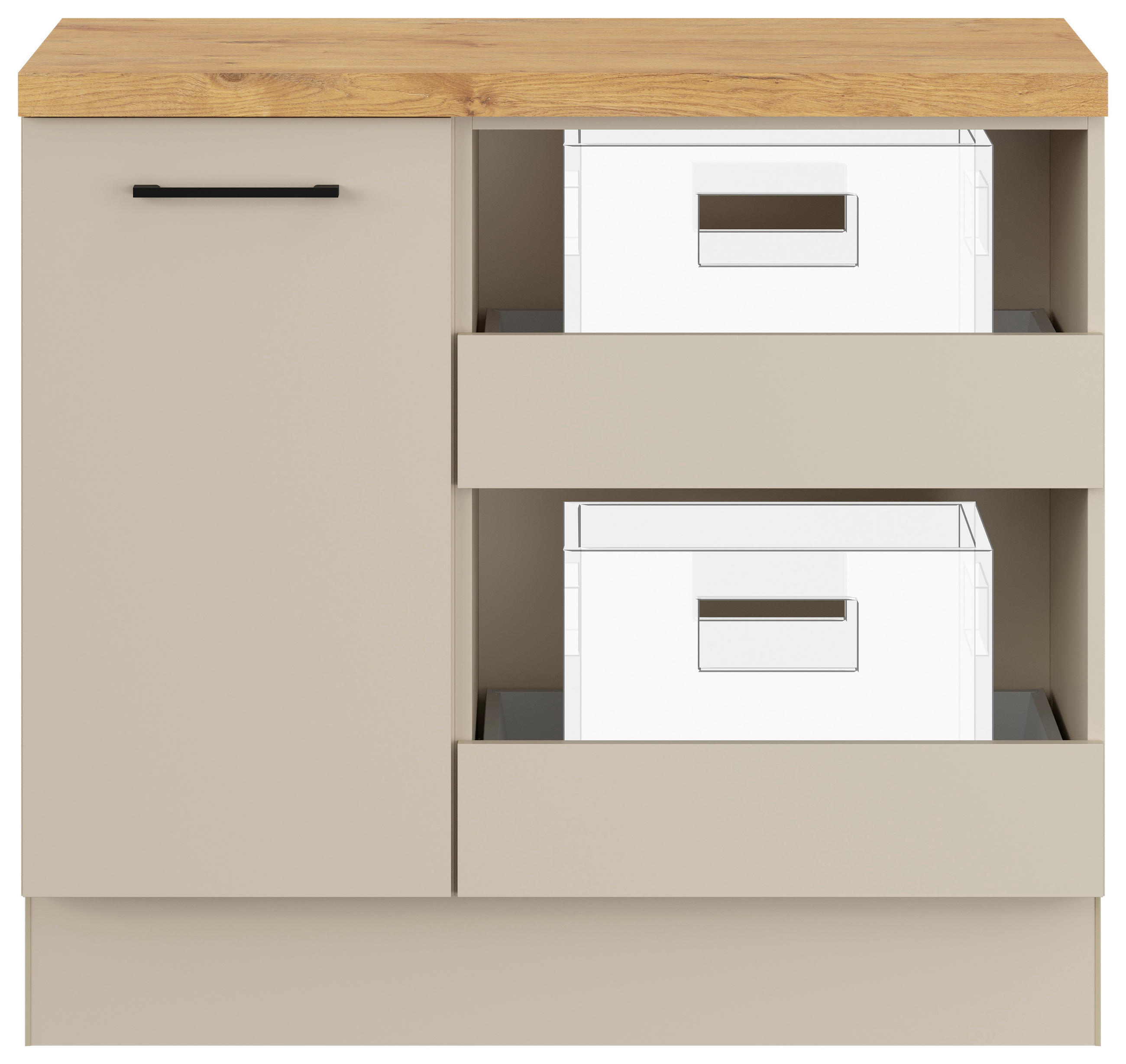 UNTERSCHRANK 100/91,8/58 cm   - Hellgrau/Schwarz, Basics, Holzwerkstoff/Metall (100/91,8/58cm) - Impuls