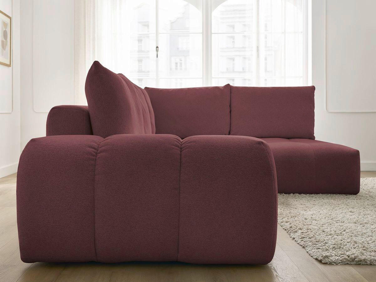 ECKSCHLAFSOFA EVEREST  mit Rücken echt, Armteil links, Armteil rechts Flachgewebe Rot  - Rot/Schwarz, MODERN, Kunststoff/Textil (320/212cm)