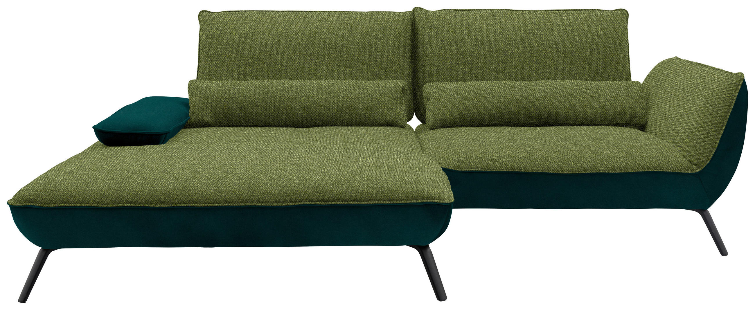 ECKSOFA  in Flachgewebe Grün  191/273 cm  - Schwarz/Grün, Design, Textil/Metall (191/273cm) - Moderano