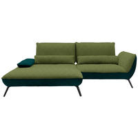 ECKSOFA Grün Flachgewebe  - Schwarz/Grün, Design, Textil/Metall (191/273cm) - Moderano