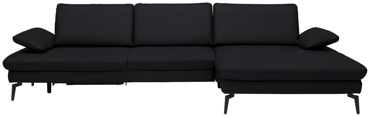 ECKSOFA in Echtleder Anthrazit  325/157 cm  - Anthrazit/Schwarz, Design, Leder/Metall (325/157cm) - Dieter Knoll