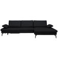 ECKSOFA in Echtleder Anthrazit  - Anthrazit/Schwarz, Design, Leder/Metall (325/157cm) - Dieter Knoll