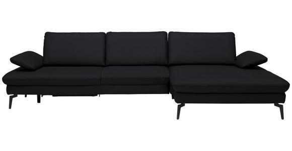 ECKSOFA in Echtleder Anthrazit  - Anthrazit/Schwarz, Design, Leder/Metall (325/157cm) - Dieter Knoll