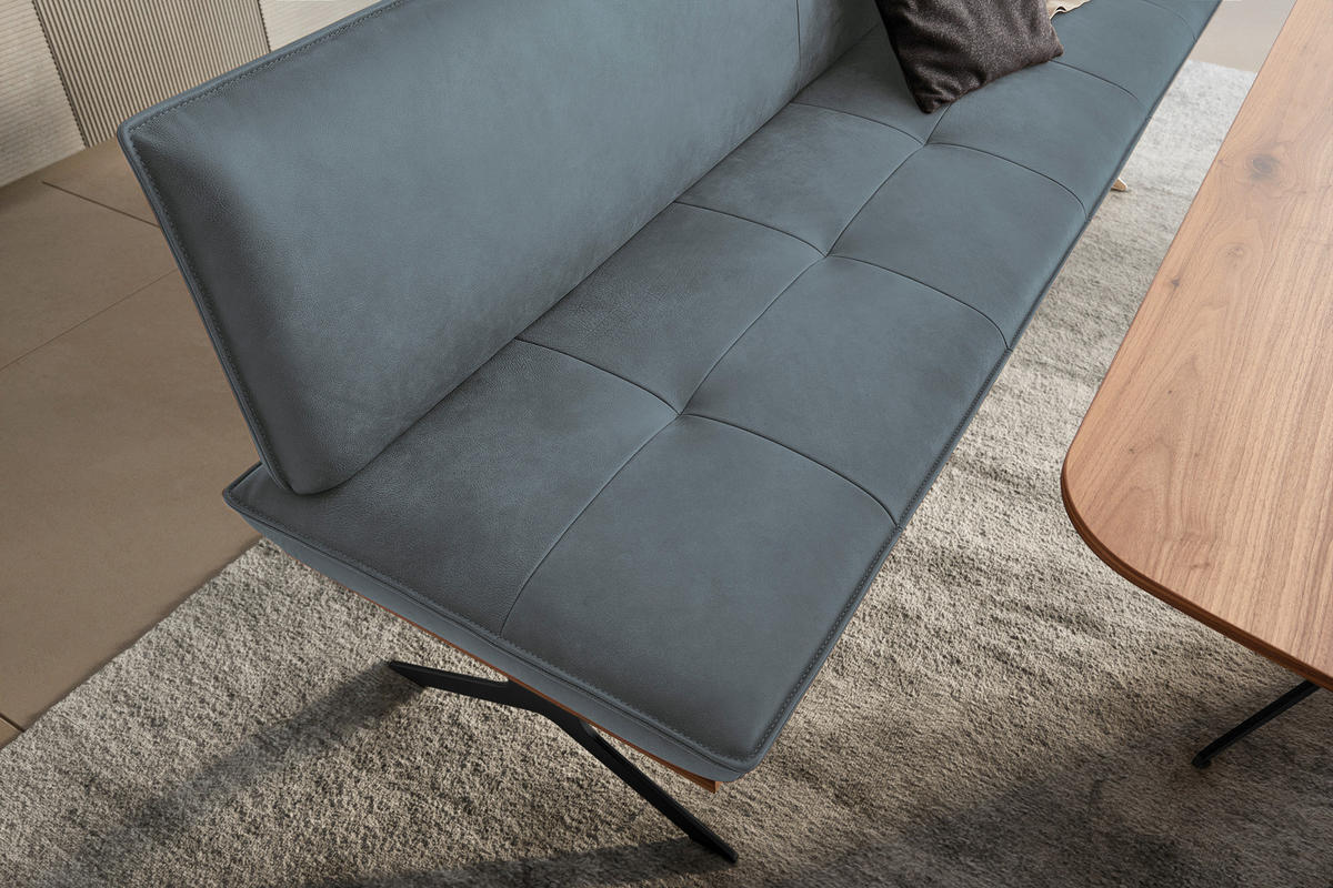 SITZBANK in Holz, Metall, Leder Schwarz, Graublau  - Graublau/Schwarz, Design, Leder/Holz (214/88/66cm) - Koinor