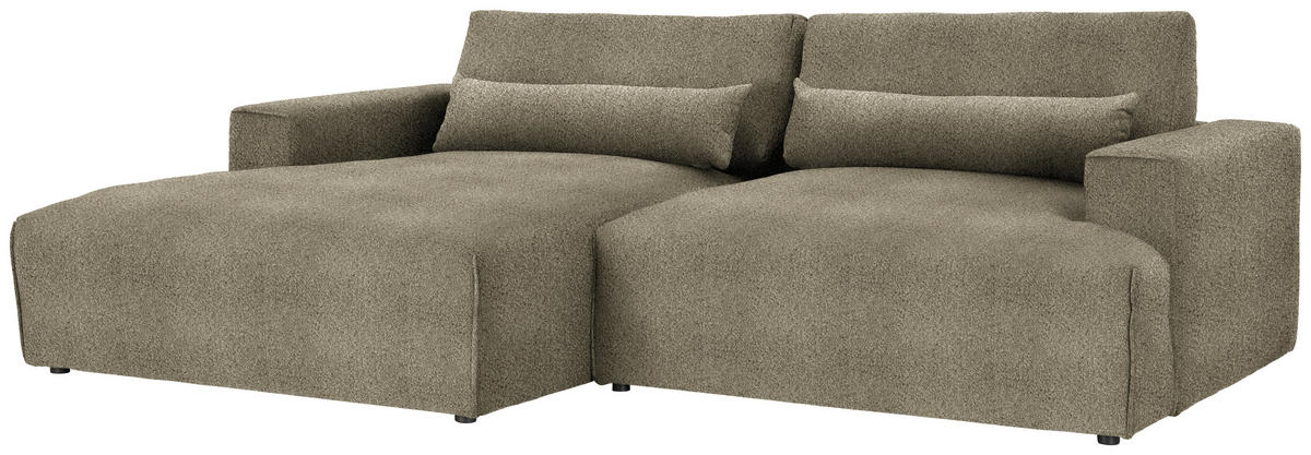 ECKSOFA Felicia in Chenille Taupe  187/268 cm  - Taupe/Schwarz, Design, Kunststoff/Textil (187/268cm) - Stylife