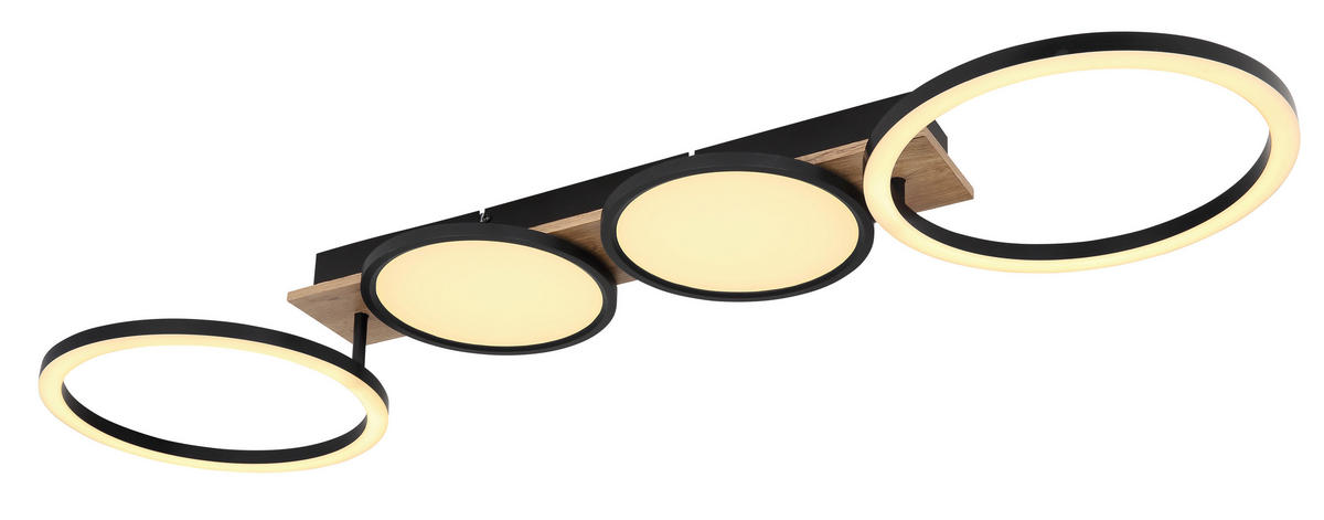 LED-DECKENLEUCHTE 38 W    108,5/30/11 cm  - Dunkelbraun/Opal, Design, Holzwerkstoff/Kunststoff (108,5/30/11cm) - Globo