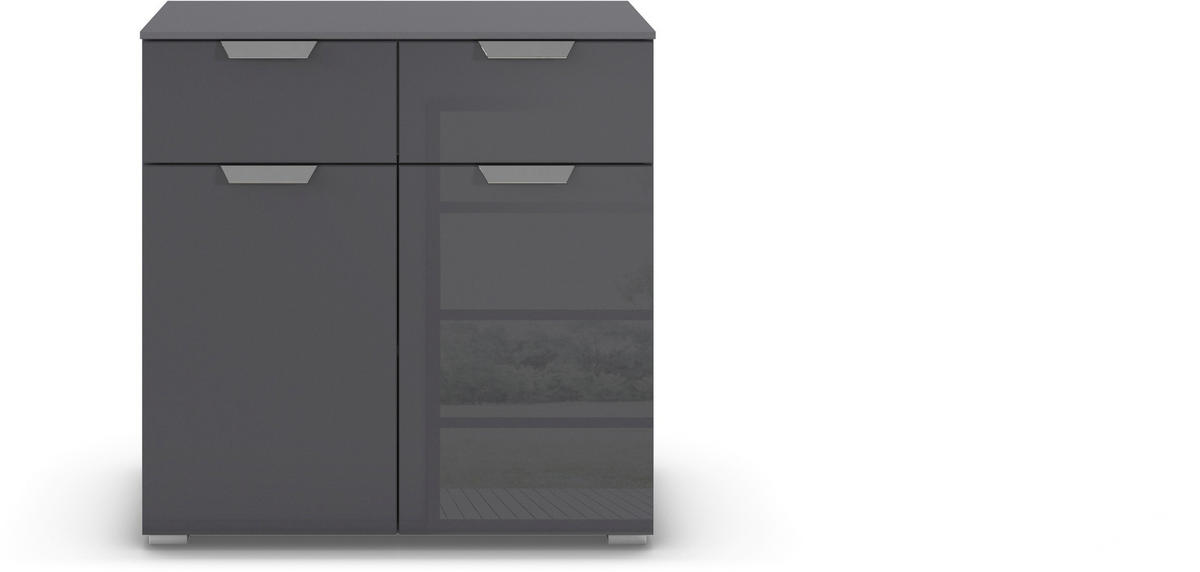 KOMMODE  in 80/81/42 cm  - Chromfarben/Dunkelgrau, Design, Glas/Holzwerkstoff (80/81/42cm) - Carryhome