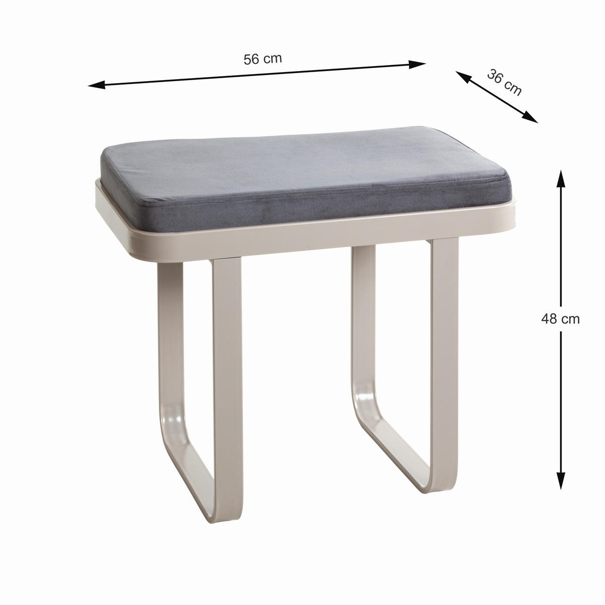 HOCKER Samt Anthrazit, Kaschmir  - Kaschmir/Anthrazit, KONVENTIONELL, Textil/Metall (56/48/36cm)