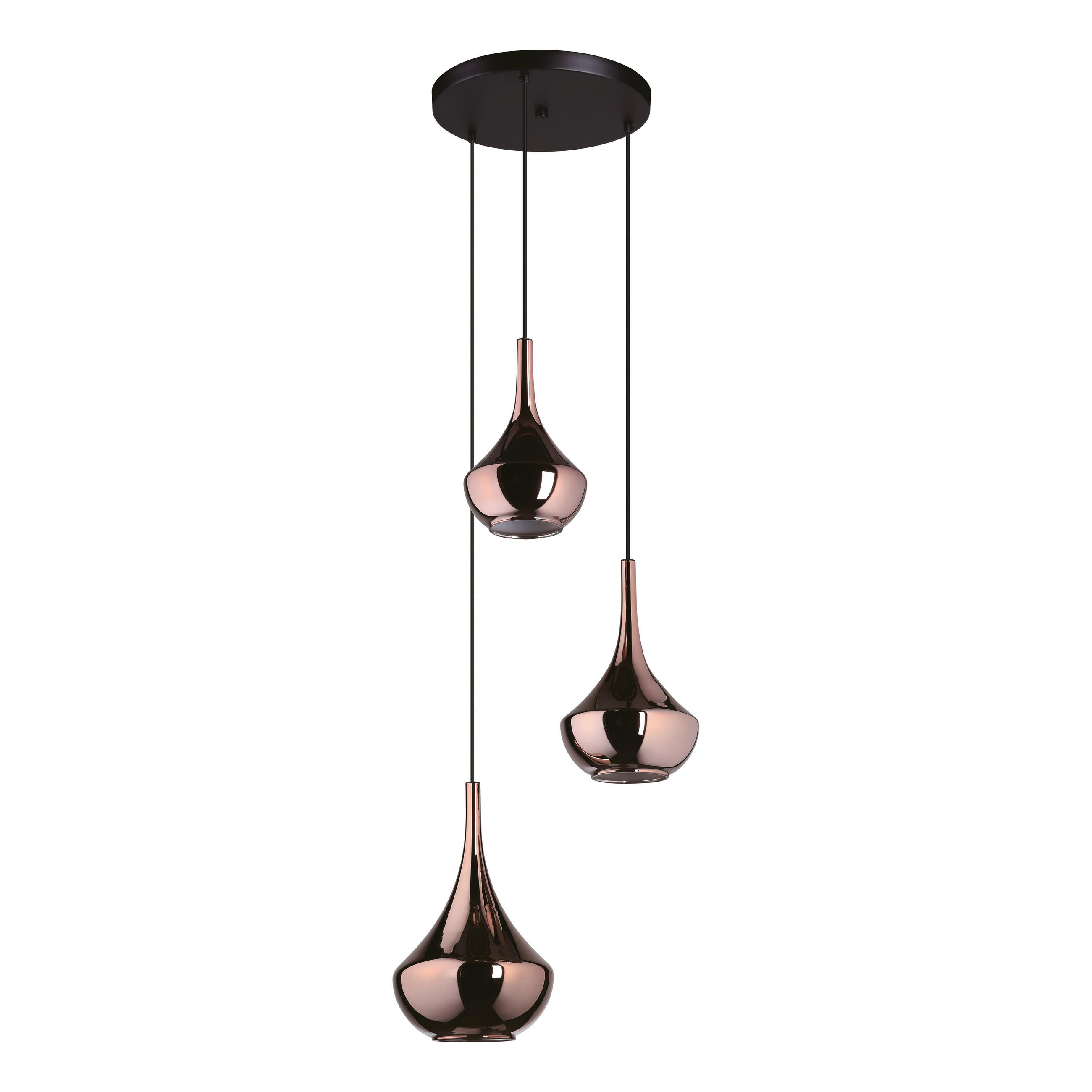 HÄNGELEUCHTE 55/150 cm    - Schwarz/Bronzefarben, Design, Glas/Metall (55/150cm) - Eglo