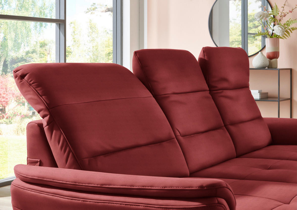 ECKSOFA in Flachgewebe Rot  - Rot/Schwarz, Konventionell, Textil/Metall (181/260cm) - Beldomo Speed