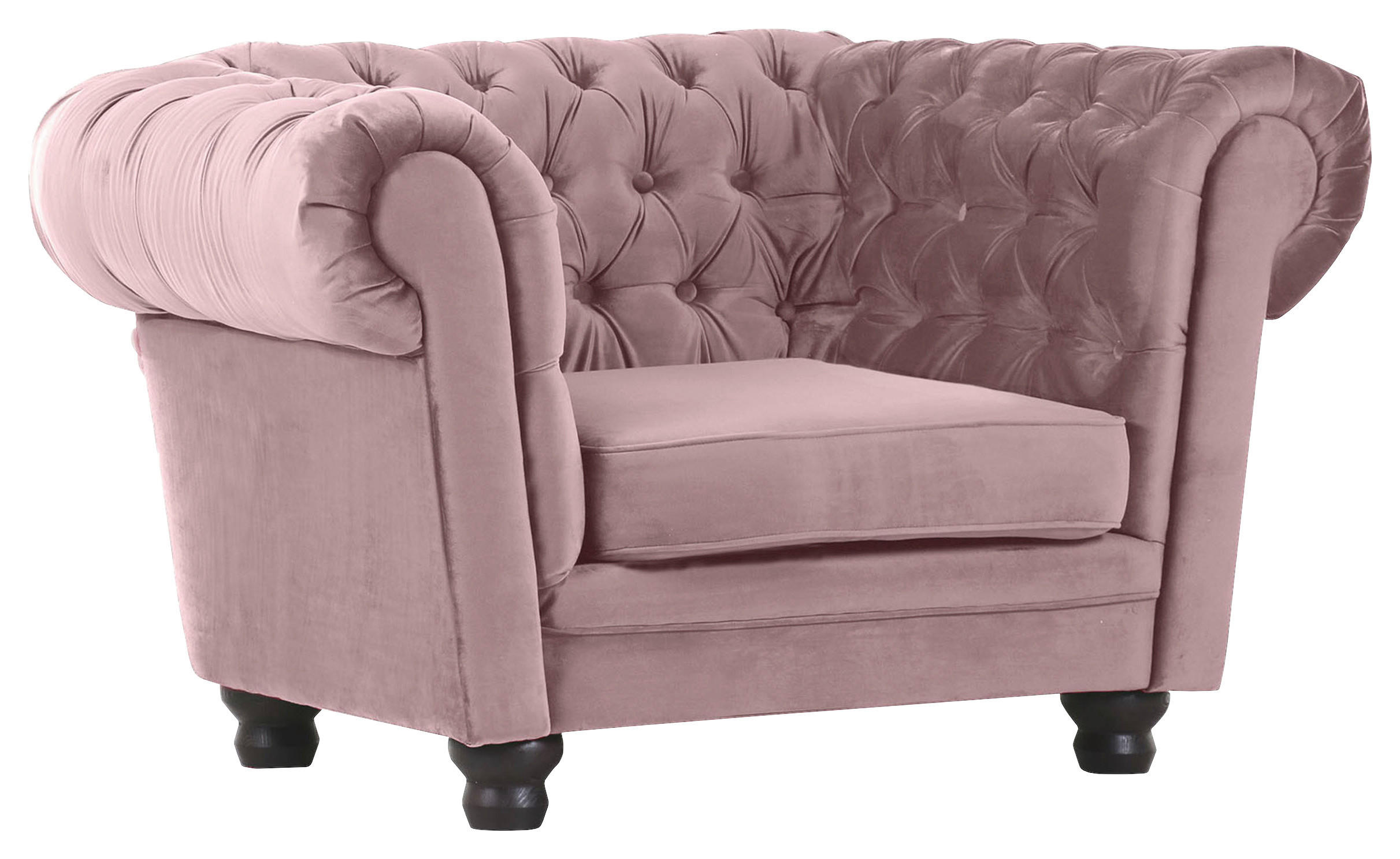 CHESTERFIELD-SESSEL - Schwarz/Rosa, LIFESTYLE, Holz/Textil (130/79/93cm) - Ambia Home