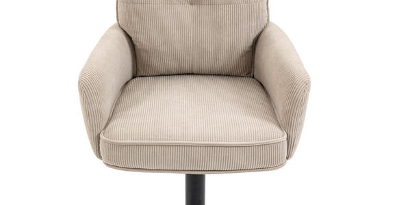 BARHOCKER Cord Creme, Schwarz, Beige Eisen Stoffauswahl, Sitzfläche 360° drehbar, inklusive Armlehnen - Beige/Creme, Design, Textil/Metall (54/98-120/58cm) - Novel